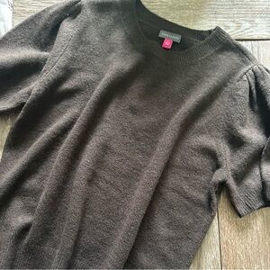 Vince Camuto Chocolate Brown Short Sleeve Sweater, Size Large